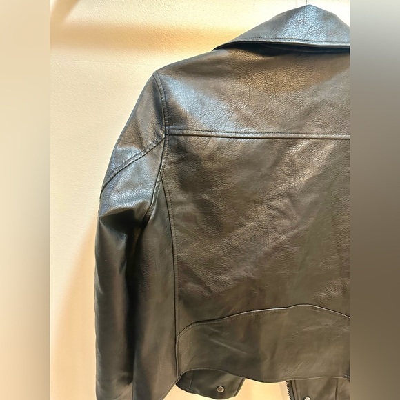 Anthropology Saige Faux Leather BLACK Moto Jacket Size Small - Picture 10 of 12